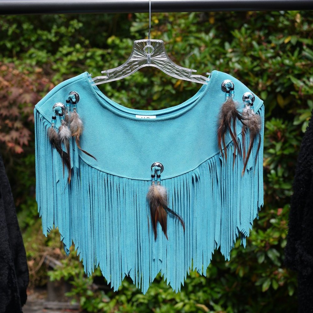 Vintage 70's HB Native American Leather Poncho